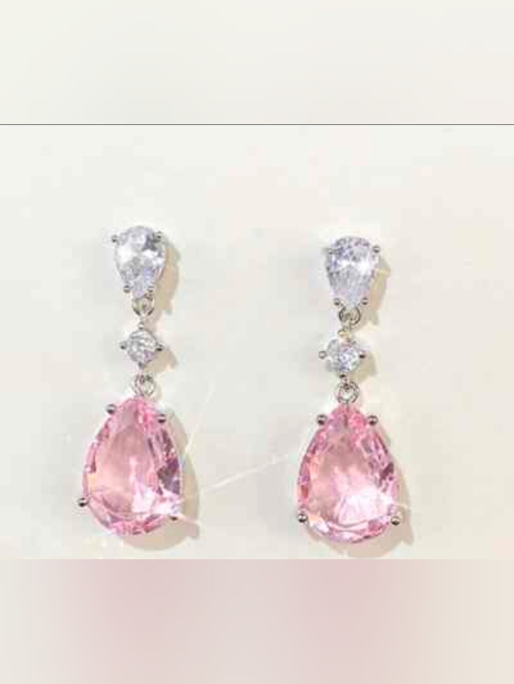 $8 Each Or Bundle 5/$20 Elegant Silver-Toned & Pink Teardrop Dangle Earrings